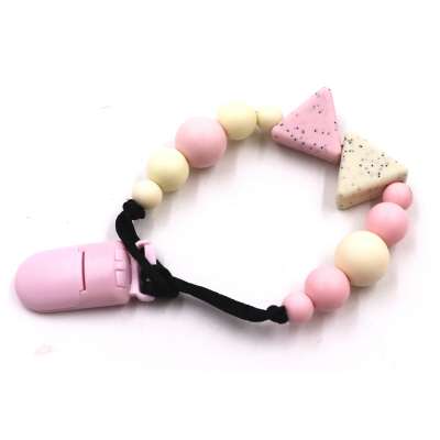 Baby Pacifier Clips BPA Free Teether Pacifier Chain Holders Silicone Dummy Clip Chewable Beads Teething Toy