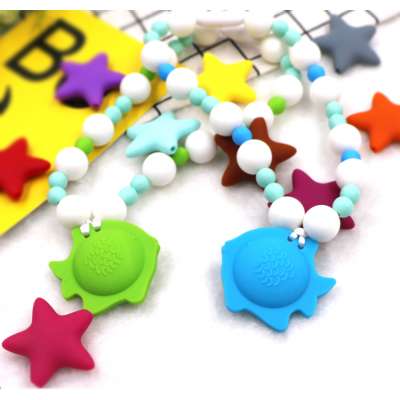 Autism chew toys wholesale silicone teething pendant donut silicone teething ring custom silicone teether necklace