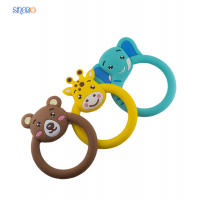 2018 new baby products rubber animal soft toys for baby teether ring silicone teether